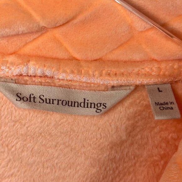 Soft Surroundings Plush Robe Size Large Orange Pockets Diamond Embossed - Picture 4 of 5